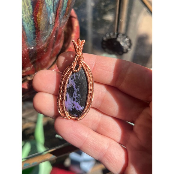 Charoite Wire Wrap Pendant - Picture 2 of 10